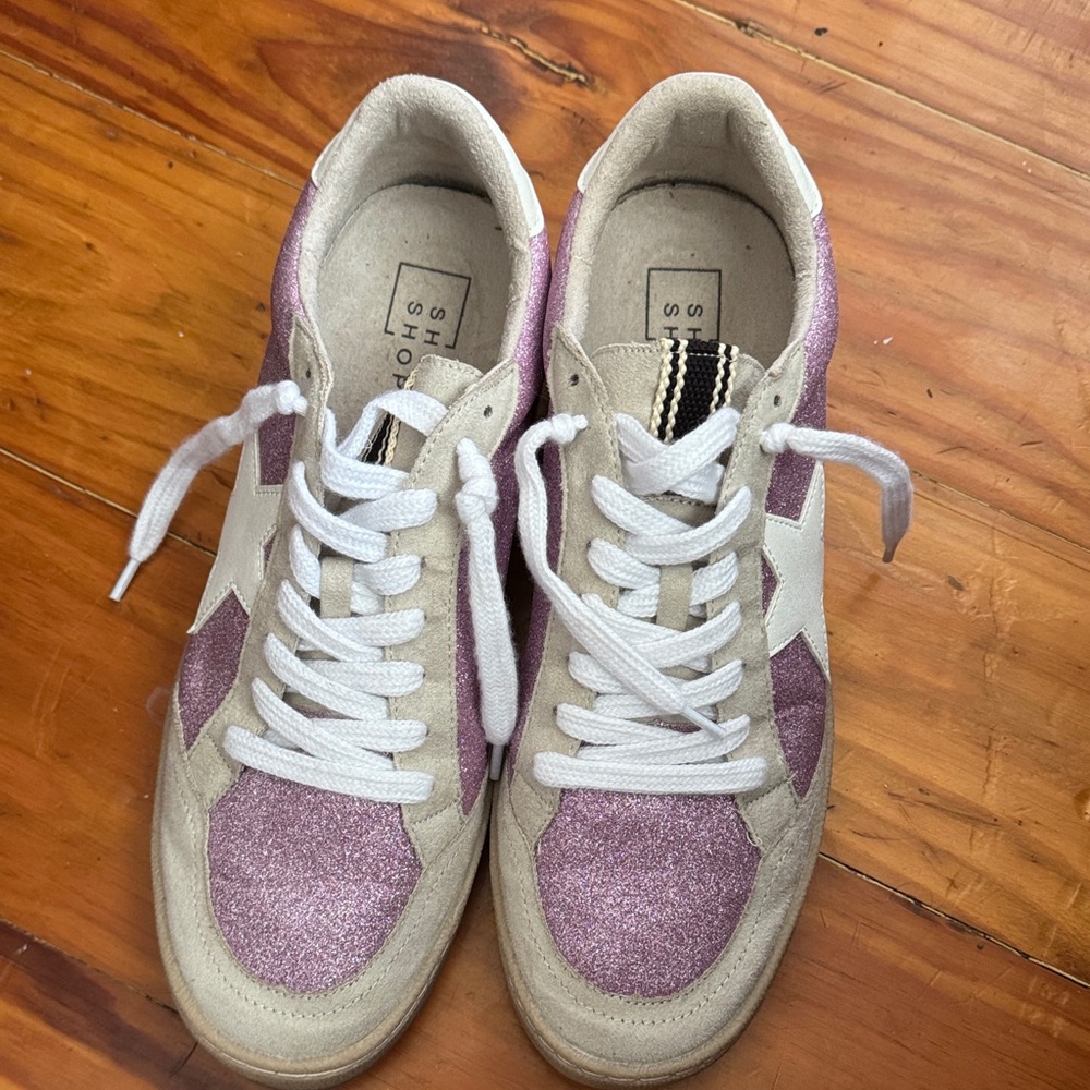 ShuShop Women's Piera Purple Glitter Star Sneakers